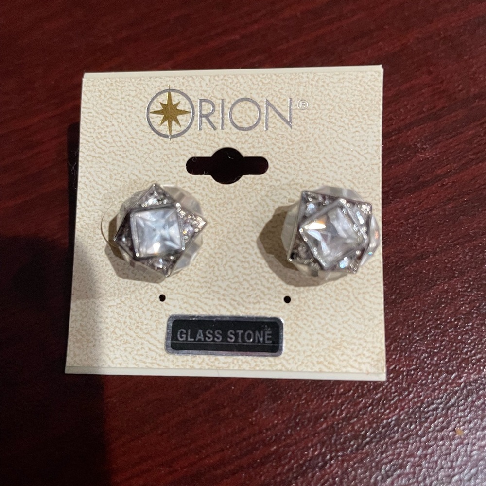 Orion London Silver Glass Stone Earrings